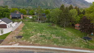 Drone / aerial view of a mountain backdrop