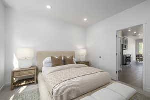 Bedroom featuring recessed lighting and light wood-style flooring