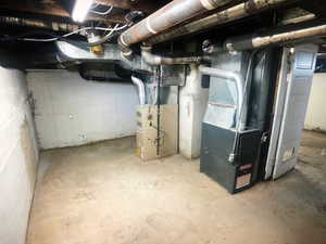 Basement with heating unit