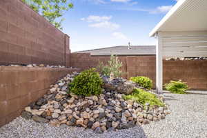 View of fenced backyard