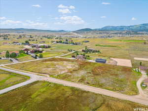 Drone / aerial view of a mountain backdrop