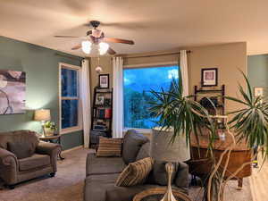 Living room view from the home's main entry