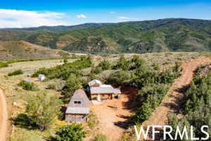 View from above of property featuring mountains