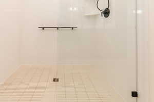 Bathroom featuring tile patterned floors and a shower