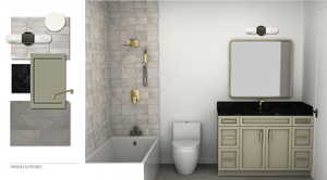 Full bathroom with toilet and vanity