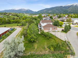 View of mountain background with nearby suburban area