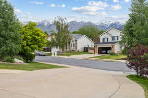 View of street featuring a mountain view and sidewalks