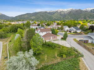 View of mountain background with nearby suburban area