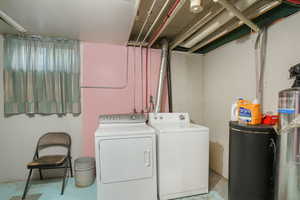 Laundry room with washing machine and dryer