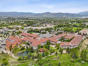 Aerial view of property's location with mountains