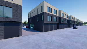 View of building exterior with a residential view