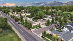 Aerial perspective with mountains