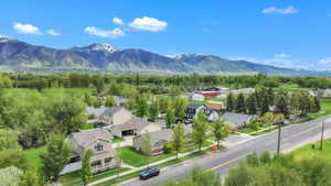 Aerial view featuring mountains