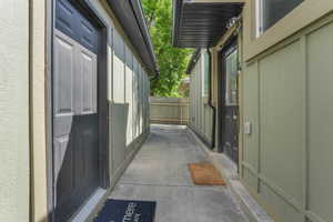 Property entrance with fence.