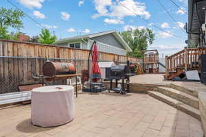 View of patio / terrace with a fenced backyard and a grill