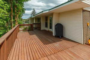 Wooden deck with area for grilling