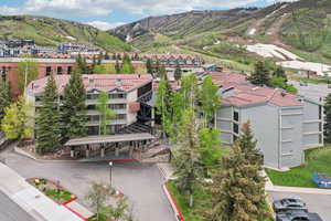 Aerial view of a mountain backdrop