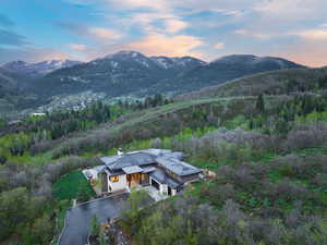 View of mountain background featuring a heavily wooded area
