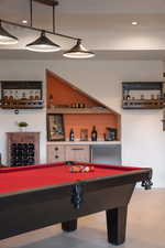 Recreation room featuring billiards and recessed lighting