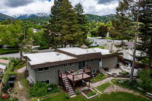 View from above of property with a mountainous background