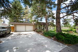 View of front facade with concrete driveway and a garage