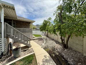 View of fenced backyard