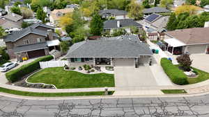Aerial view of residential area