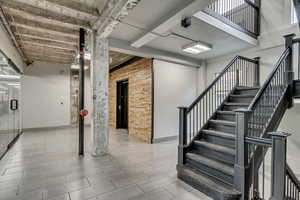 Stairway with baseboards