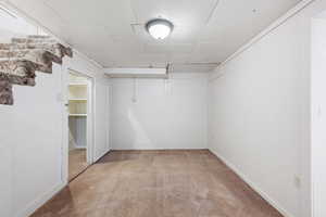 Finished below grade area with carpet floors