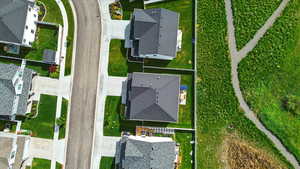 Aerial perspective of suburban area