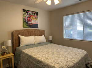 Bedroom featuring ceiling fan