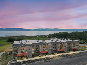 Mountain view with a nearby body of water