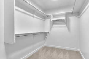 Spacious closet with carpet flooring