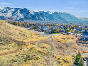 View of mountain background with nearby suburban area