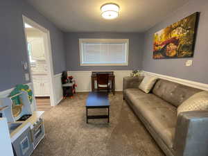 View of carpeted living area