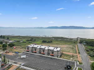 Drone / aerial view of a water and mountain view