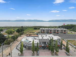 Bird's eye view of a water and mountain view