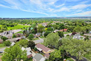 Aerial perspective of suburban area