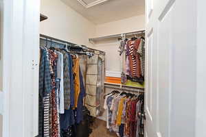 Spacious closet with carpet