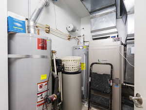 Utilities with gas water heater and secured water heater