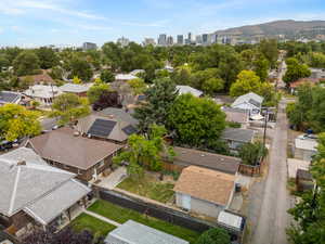 Drone / aerial view with a mountain view and a residential view