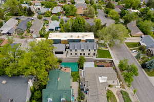 Aerial perspective of suburban area