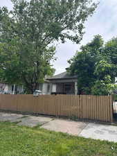 View of front of home with a fenced front yard