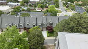 Aerial perspective of suburban area