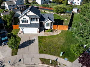Aerial perspective of suburban area