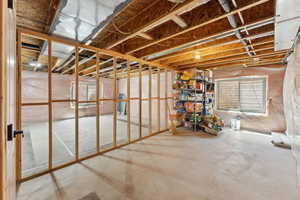 View of unfinished basement