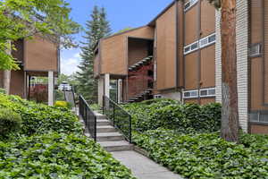 View of building exterior with stairway