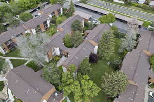 Aerial overview of property's location with nearby suburban area