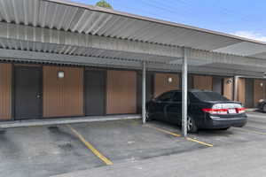 View of covered parking lot
