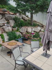 View of patio / terrace featuring fence and outdoor dining space